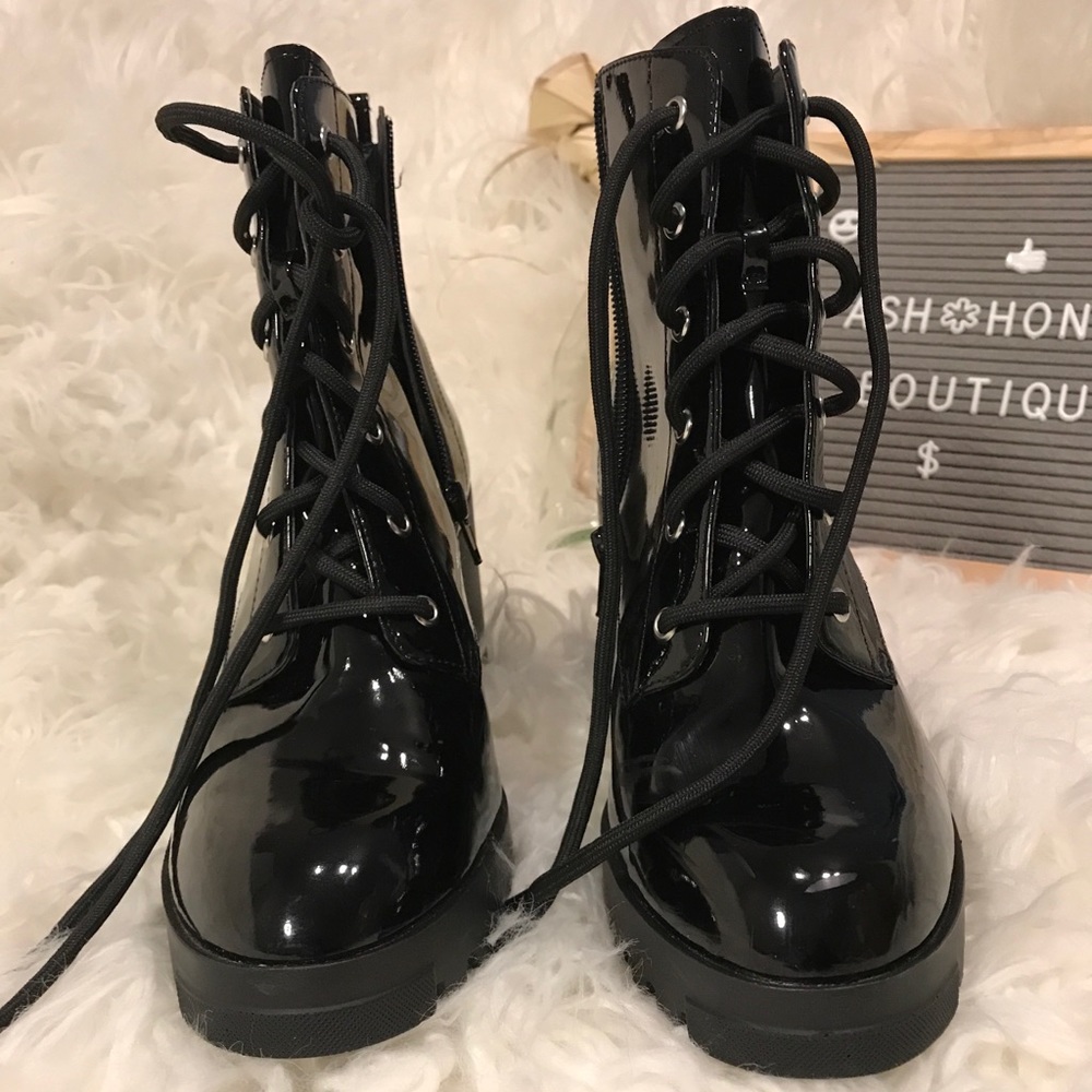 Patent leather boots